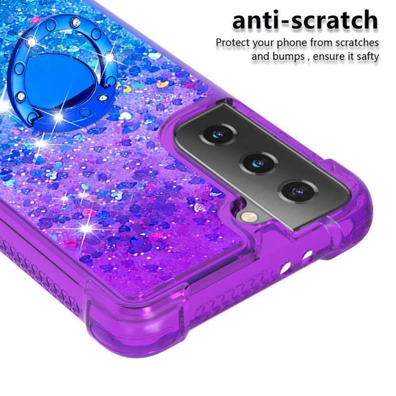 Coque Samsung Galaxy S21 5g Paillettes Anneau-support