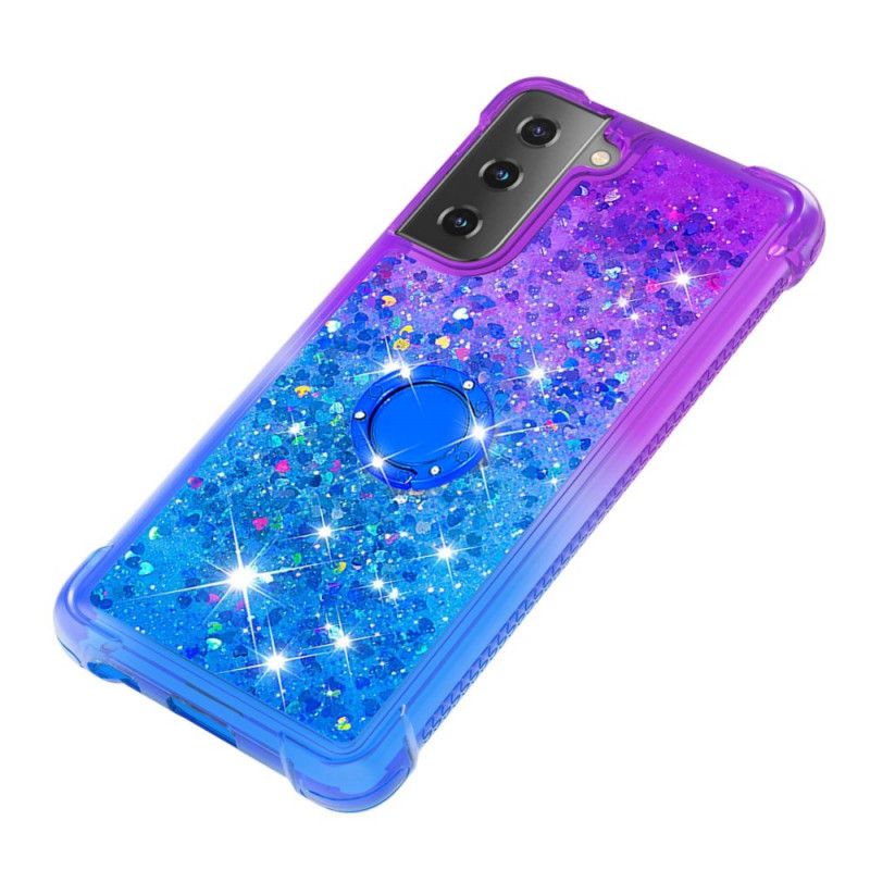 Coque Samsung Galaxy S21 5g Paillettes Anneau-support