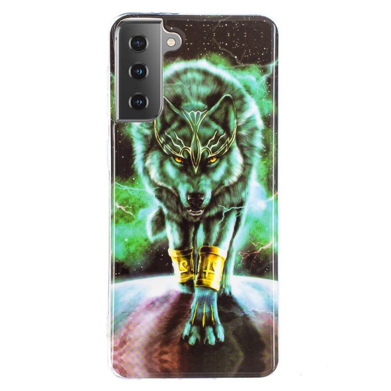 Coque Samsung Galaxy S21 5g Série Loup Fluorescente