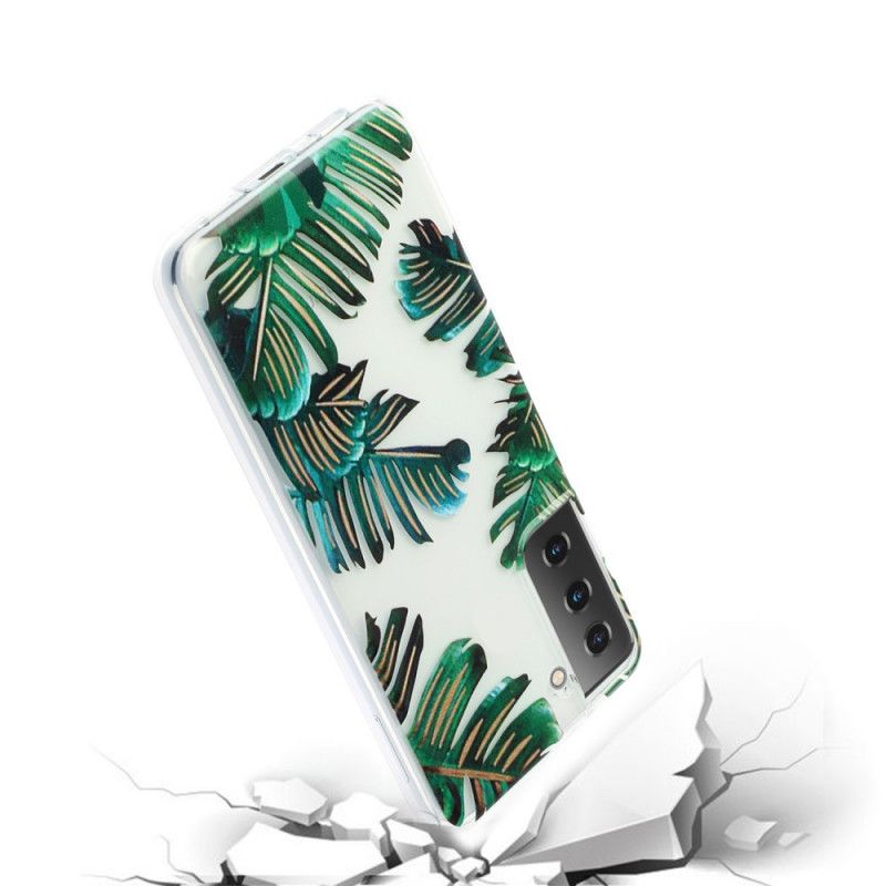 Coque Samsung Galaxy S21 5g Transparente Feuilles Vertes