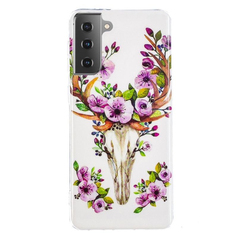 Coque Samsung Galaxy S21 5g Wapiti Fleuri Fluorescente