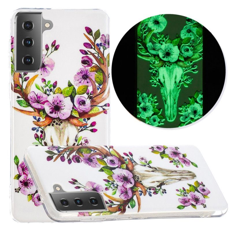 Coque Samsung Galaxy S21 5g Wapiti Fleuri Fluorescente