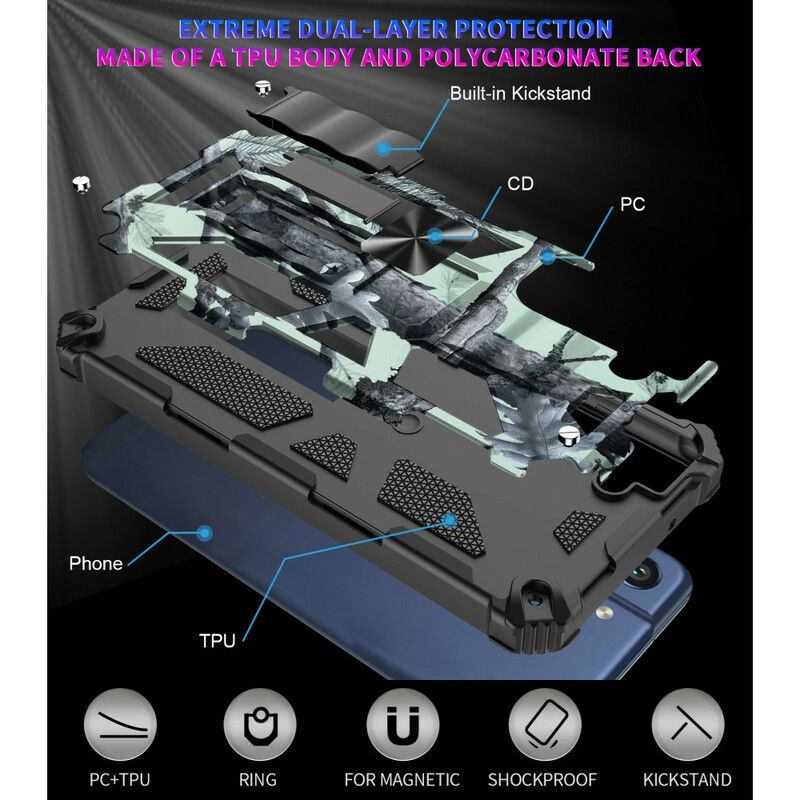 Coque Samsung Galaxy S21 FE Camouflage Support Amovible