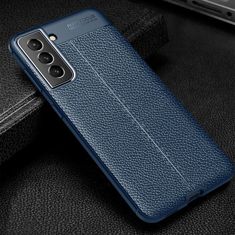 Coque Samsung Galaxy S21 FE Effet Cuir Litchi Double Line