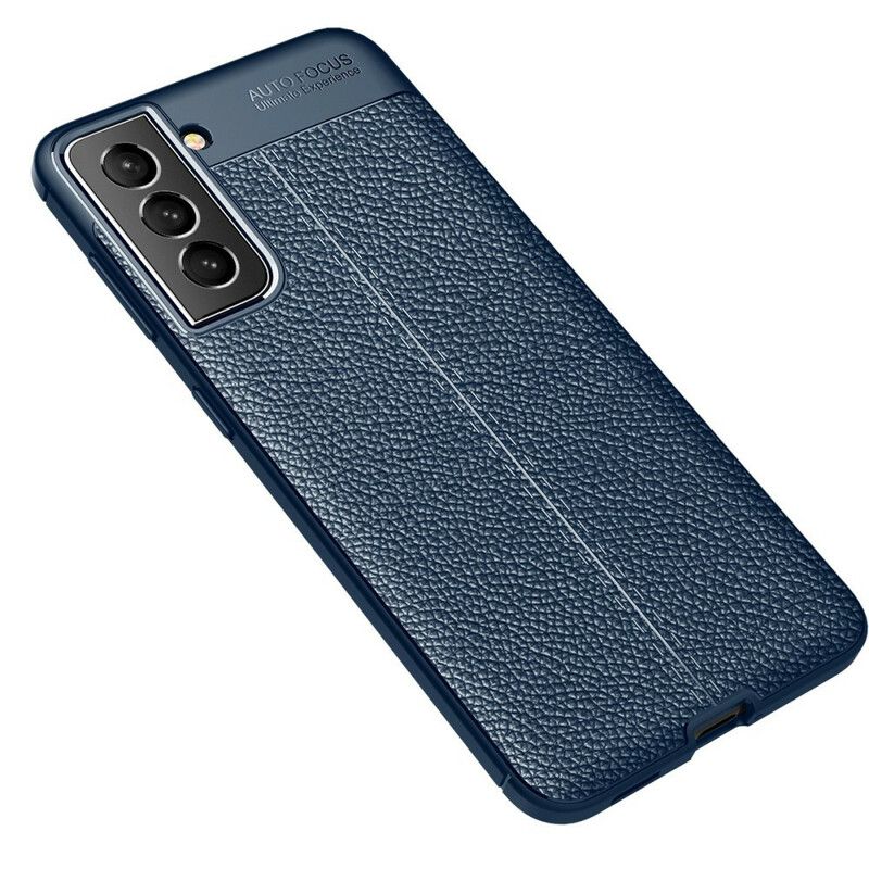 Coque Samsung Galaxy S21 FE Effet Cuir Litchi Double Line