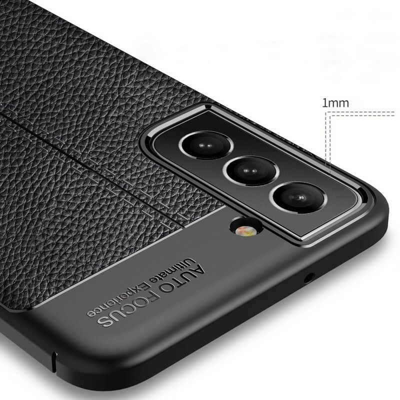 Coque Samsung Galaxy S21 FE Effet Cuir Litchi Double Line