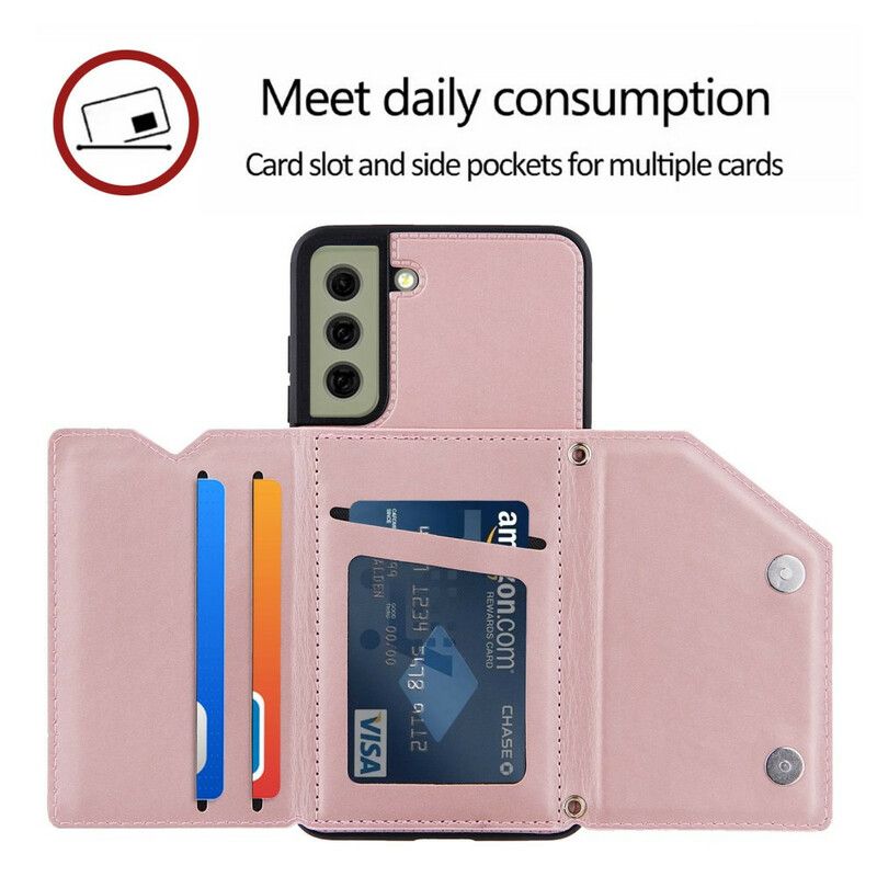 Coque Samsung Galaxy S21 FE Multi-cartes Support Mains Libres Et Lanière