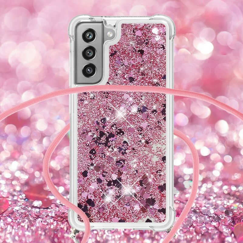 Coque Samsung Galaxy S21 FE Paillettes Et Cordon