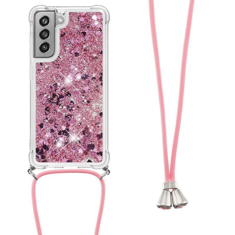 Coque Samsung Galaxy S21 FE Paillettes Et Cordon