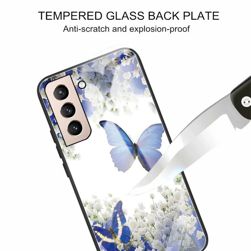 Coque Samsung Galaxy S21 FE Verre Trempé Papillons Design