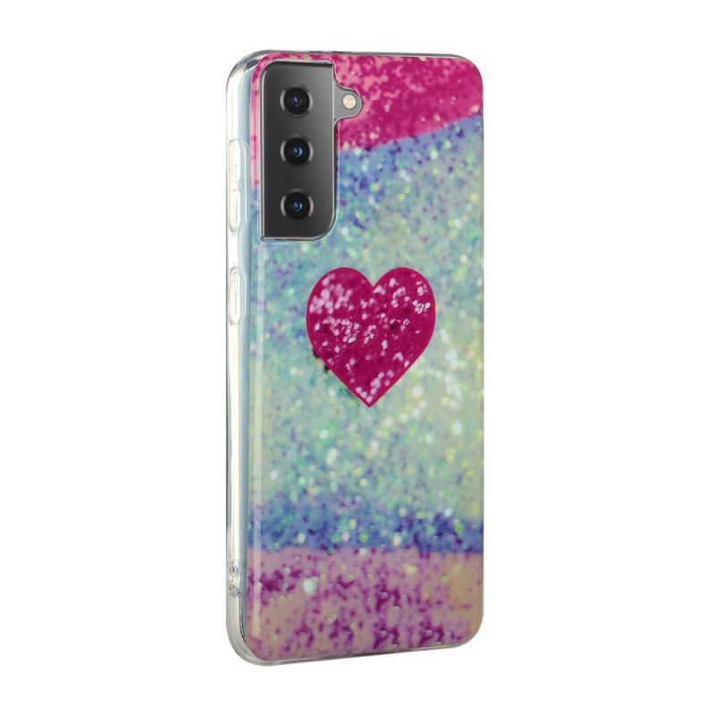 Coque Samsung Galaxy S21 Plus 5g Coeur Paillettes