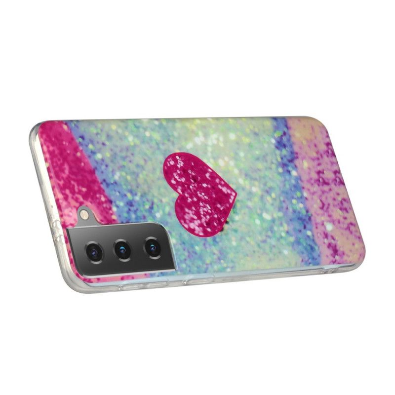 Coque Samsung Galaxy S21 Plus 5g Coeur Paillettes