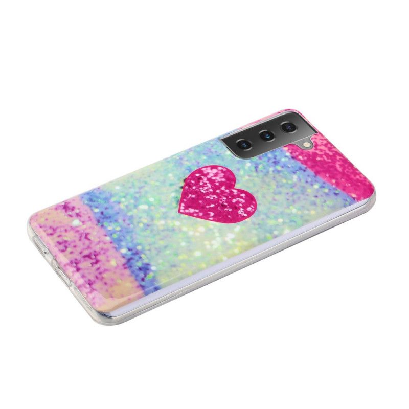 Coque Samsung Galaxy S21 Plus 5g Coeur Paillettes