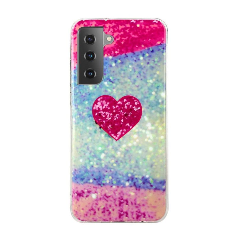 Coque Samsung Galaxy S21 Plus 5g Coeur Paillettes