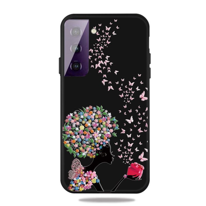 Coque Samsung Galaxy S21 Plus 5g Femme À La Tête Fleurie