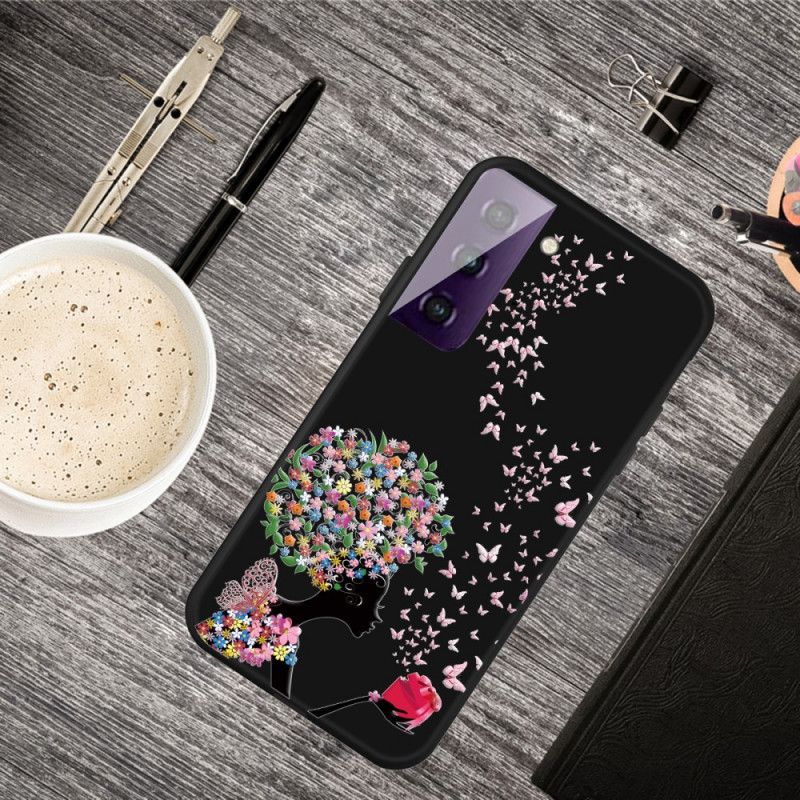 Coque Samsung Galaxy S21 Plus 5g Femme À La Tête Fleurie