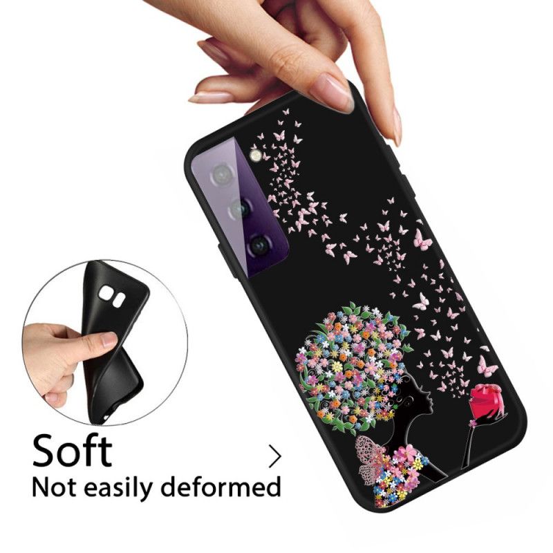 Coque Samsung Galaxy S21 Plus 5g Femme À La Tête Fleurie