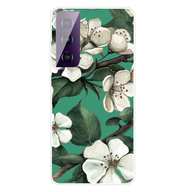 Coque Samsung Galaxy S21 Plus 5g Fleurs Blanches Peintes