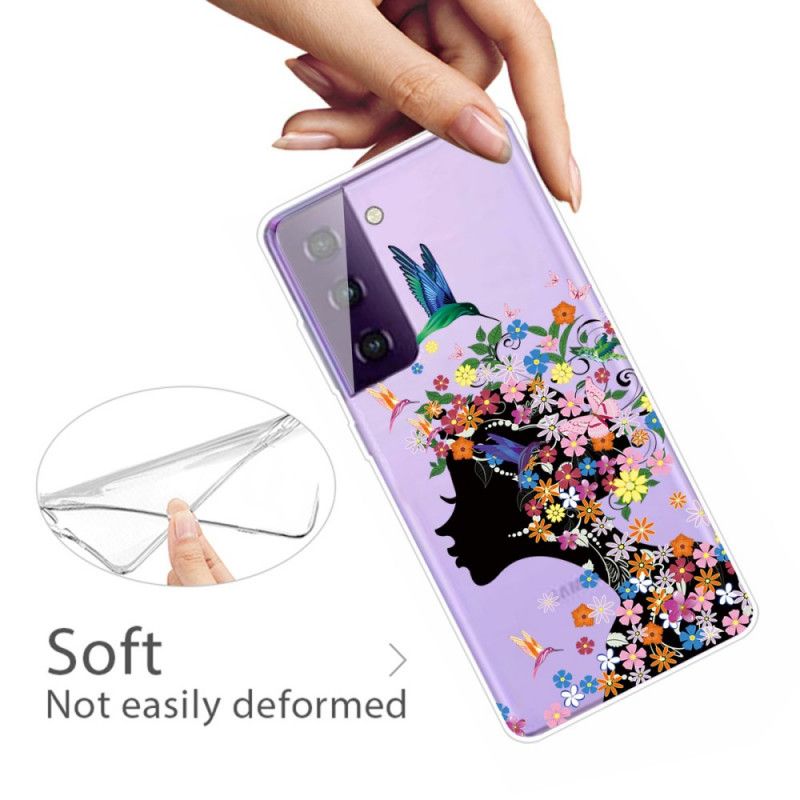 Coque Samsung Galaxy S21 Plus 5g Jolie Tête Fleurie
