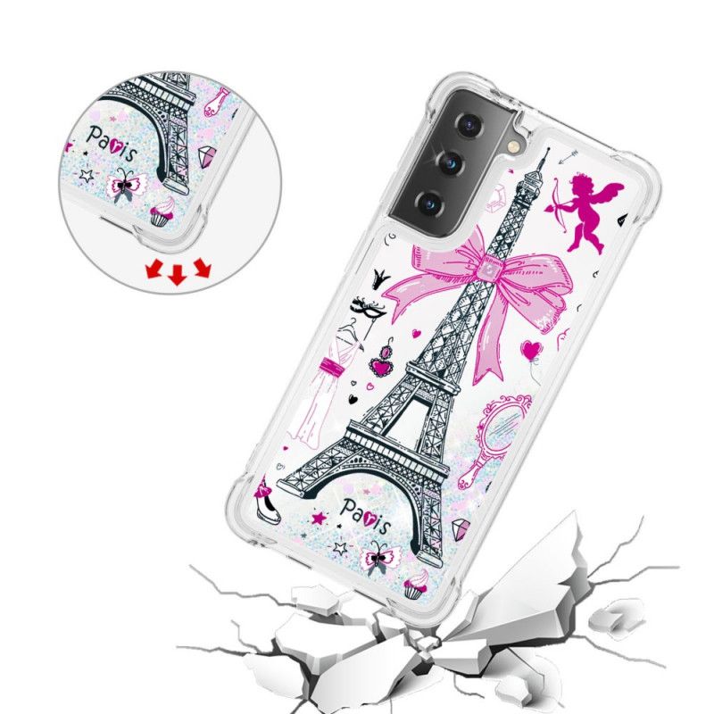 Coque Samsung Galaxy S21 Plus 5g La Tour Eiffel Paillettes