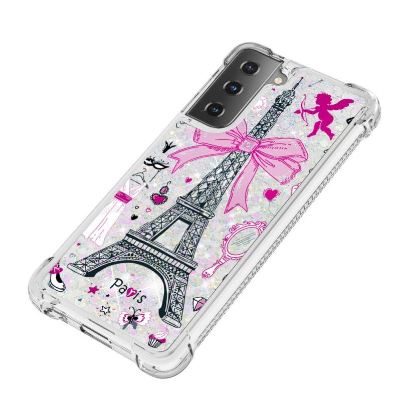 Coque Samsung Galaxy S21 Plus 5g La Tour Eiffel Paillettes