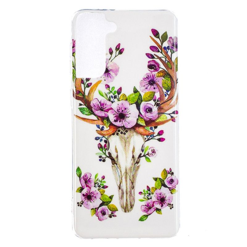 Coque Samsung Galaxy S21 Plus 5g Wapiti Fleuri Fluorescente