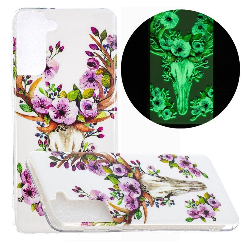 Coque Samsung Galaxy S21 Plus 5g Wapiti Fleuri Fluorescente