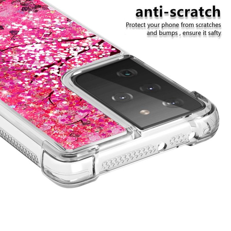 Coque Samsung Galaxy S21 Ultra 5g Arbre Paillettes