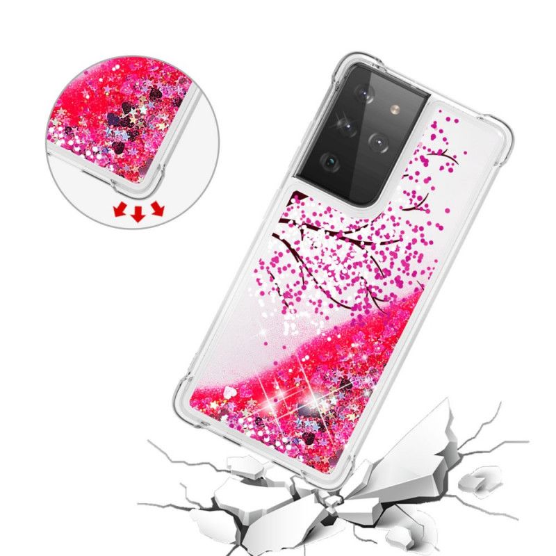 Coque Samsung Galaxy S21 Ultra 5g Arbre Paillettes