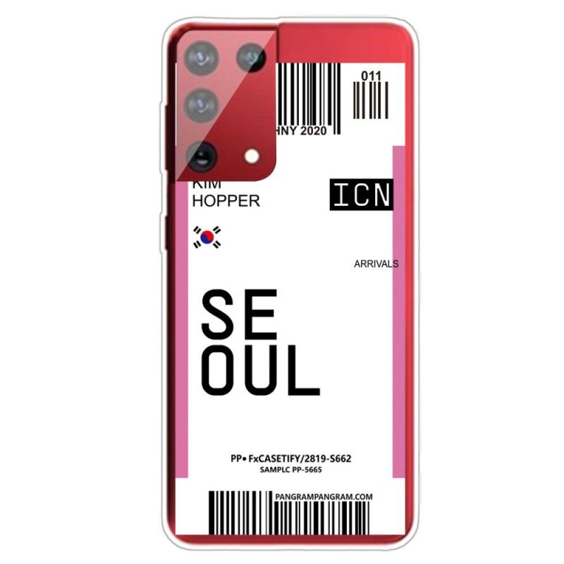 Coque Samsung Galaxy S21 Ultra 5g Boarding Pass To Seoul