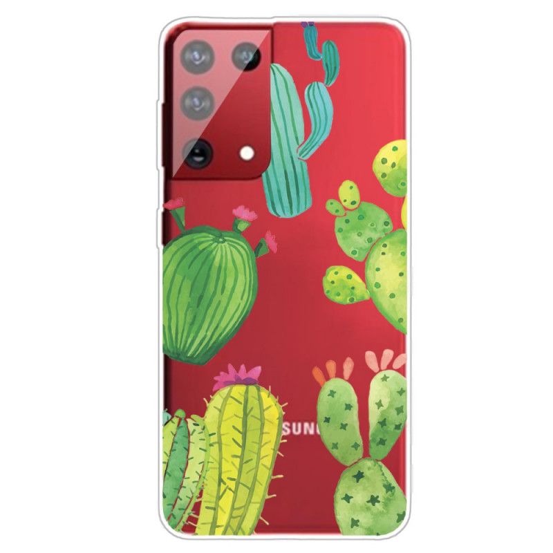 Coque Samsung Galaxy S21 Ultra 5g Cactus Aquarelle