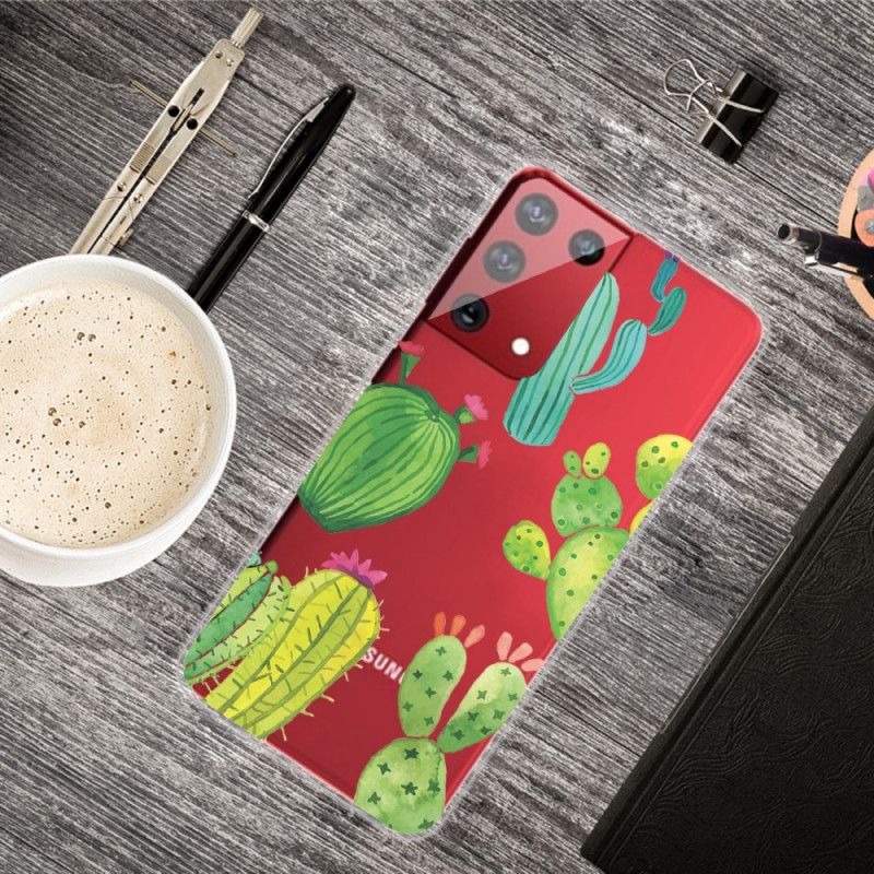 Coque Samsung Galaxy S21 Ultra 5g Cactus Aquarelle