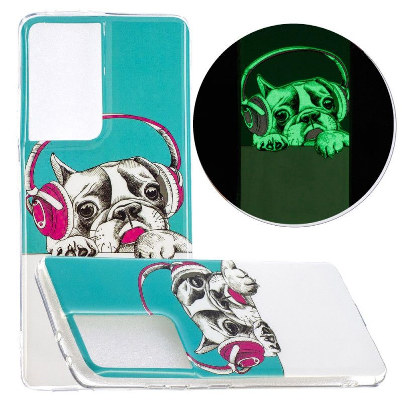 Coque Samsung Galaxy S21 Ultra 5g Chien Fluorescente