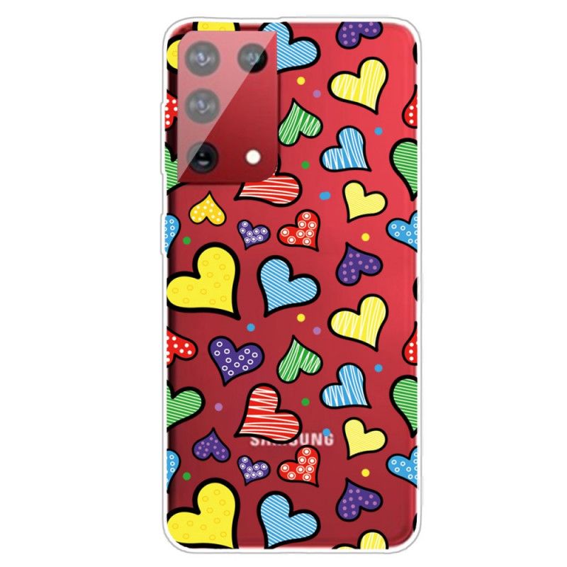 Coque Samsung Galaxy S21 Ultra 5g Coeurs Multicolores