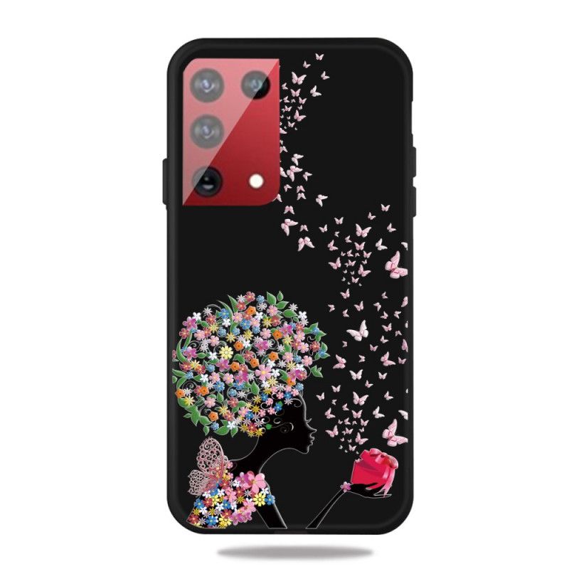 Coque Samsung Galaxy S21 Ultra 5g Femme À La Tête Fleurie