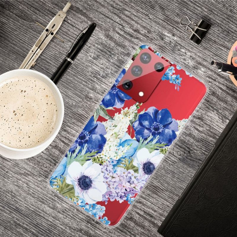 Coque Samsung Galaxy S21 Ultra 5g Fleurs Bleues Aquarelle