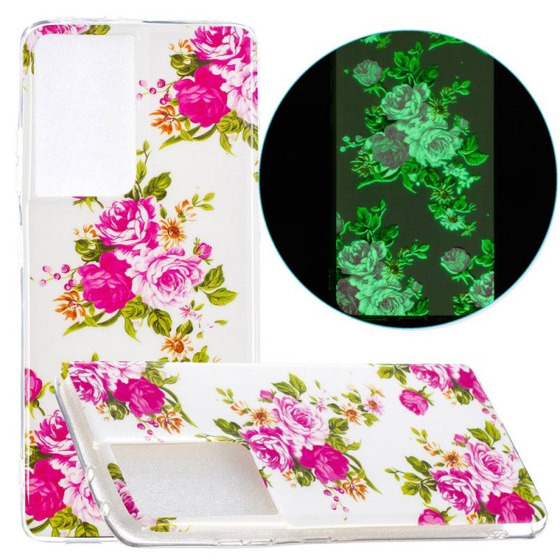 Coque Samsung Galaxy S21 Ultra 5g Fleurs Liberty Fluorescente