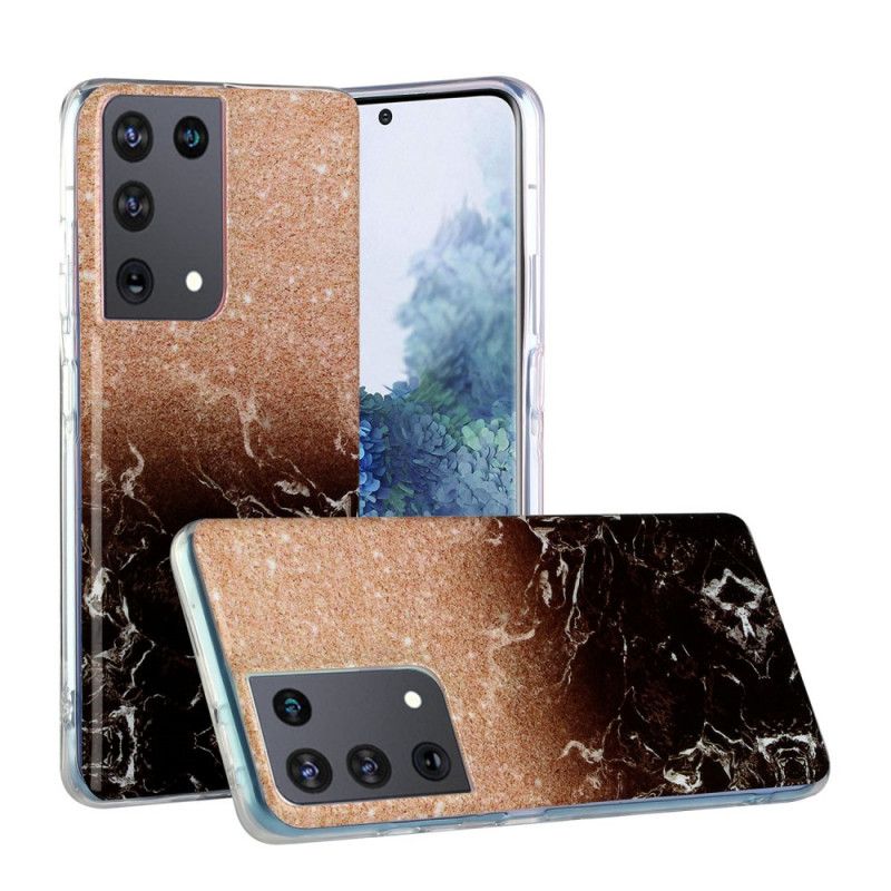 Coque Samsung Galaxy S21 Ultra 5g Marbre Paillettes Dégradés