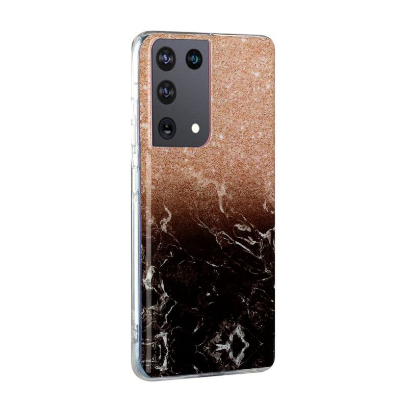 Coque Samsung Galaxy S21 Ultra 5g Marbre Paillettes Dégradés