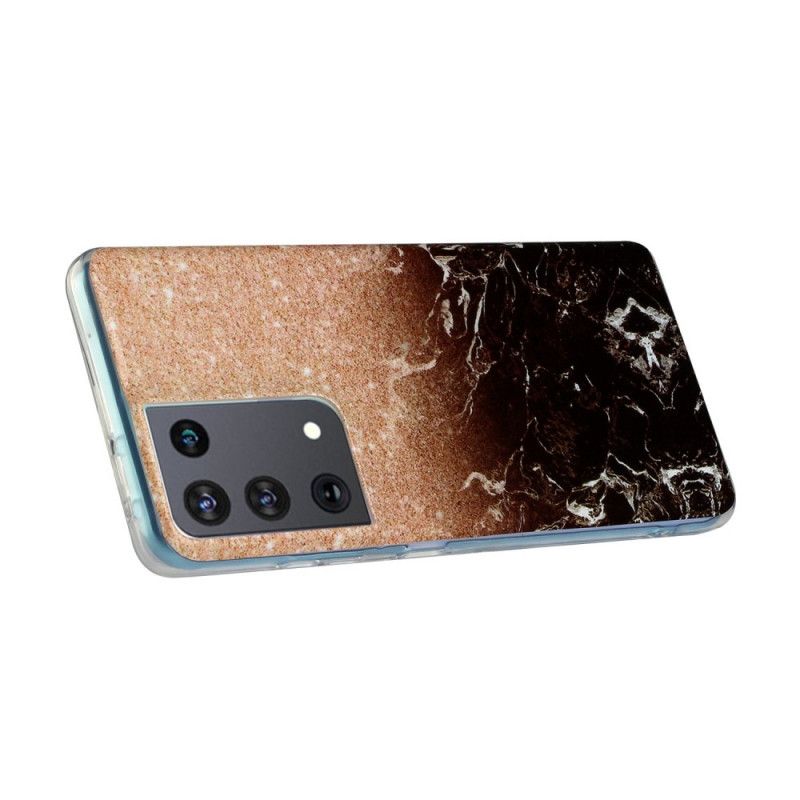 Coque Samsung Galaxy S21 Ultra 5g Marbre Paillettes Dégradés
