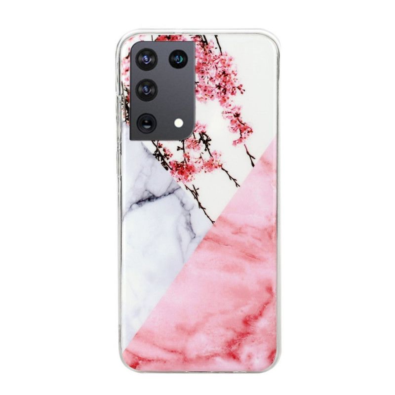 Coque Samsung Galaxy S21 Ultra 5g Marbrée Fleurs De Prunier