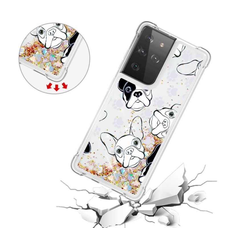 Coque Samsung Galaxy S21 Ultra 5g Mr Chien Paillettes