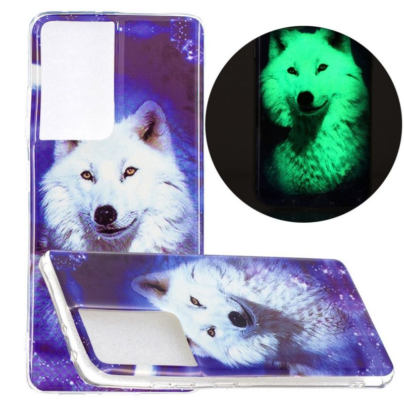 Coque Samsung Galaxy S21 Ultra 5g Série Loup Fluorescente