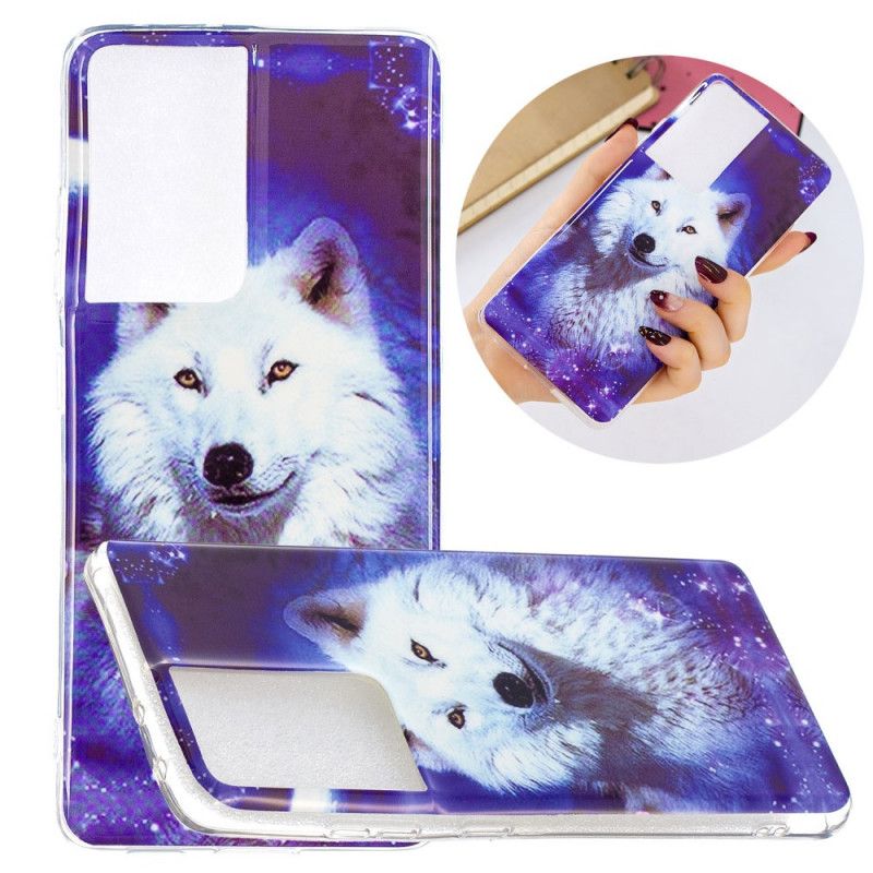 Coque Samsung Galaxy S21 Ultra 5g Série Loup Fluorescente