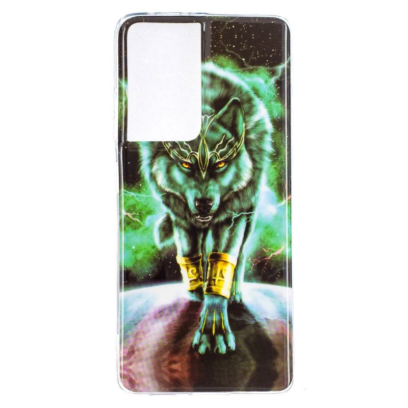 Coque Samsung Galaxy S21 Ultra 5g Série Loup Fluorescente