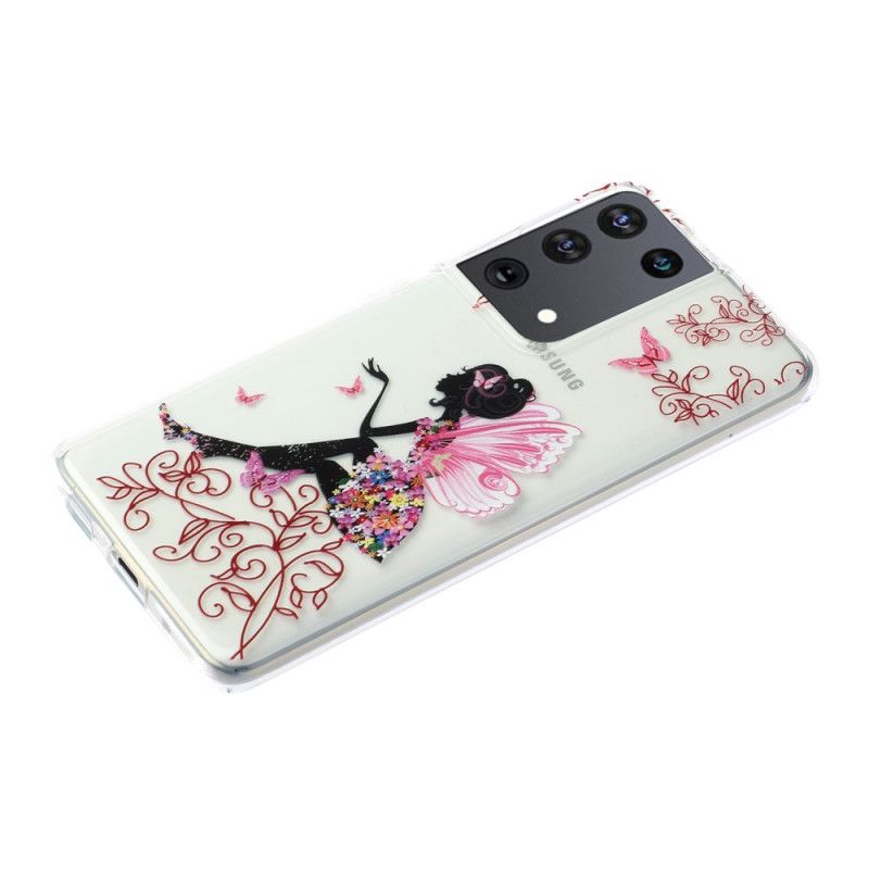 Coque Samsung Galaxy S21 Ultra 5g Transparente Fée Fleurie