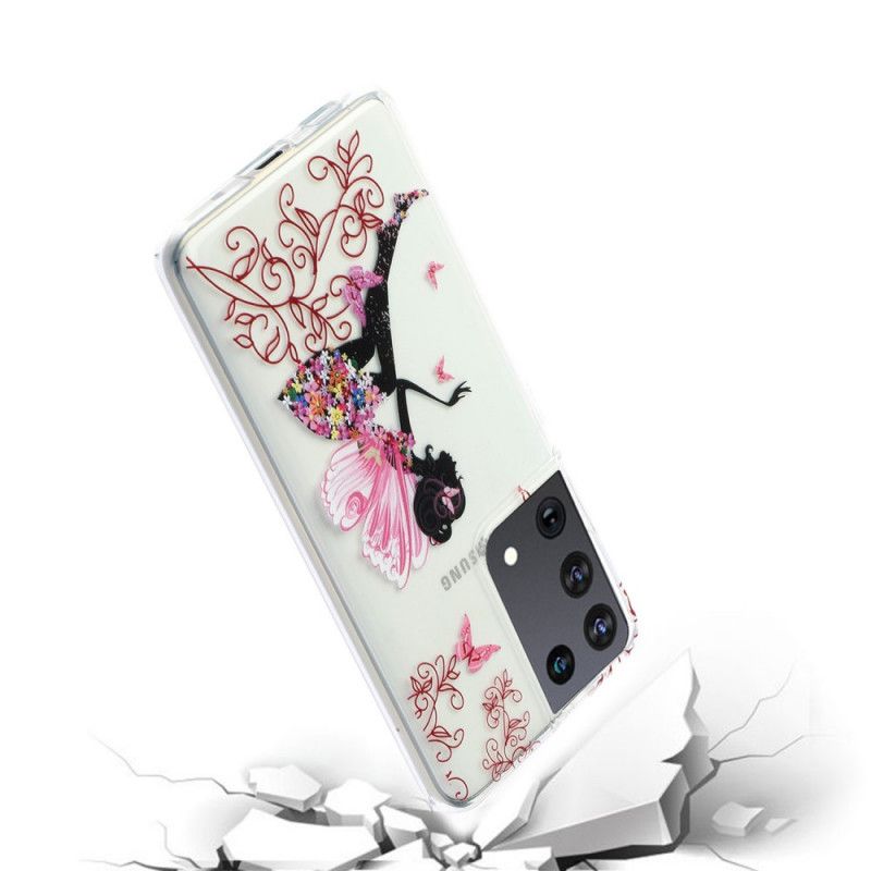 Coque Samsung Galaxy S21 Ultra 5g Transparente Fée Fleurie