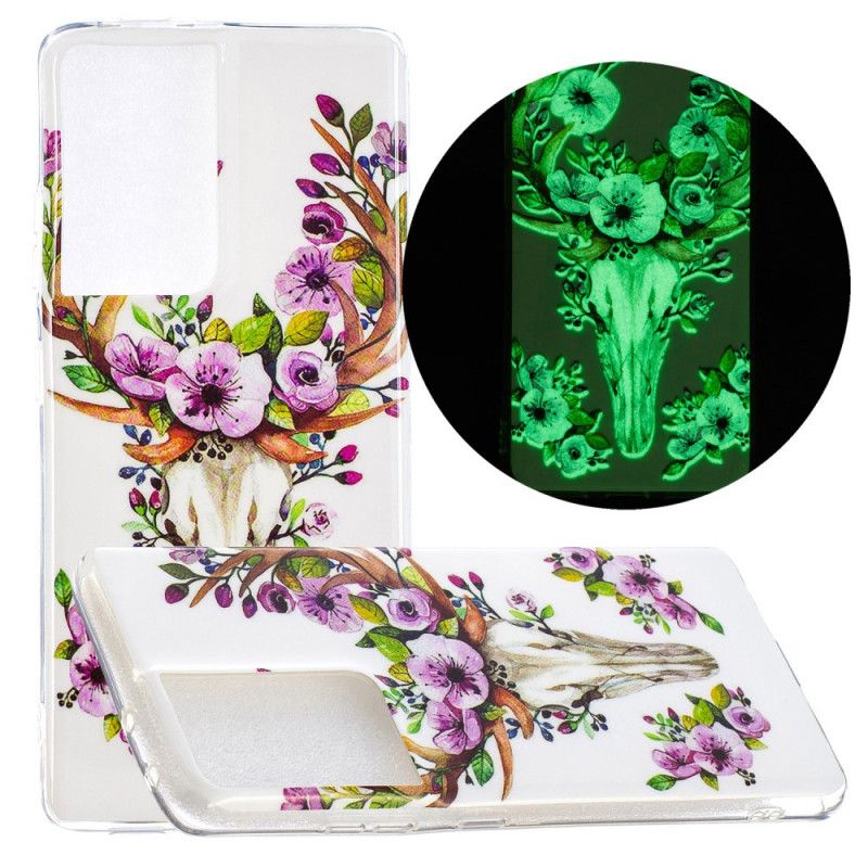 Coque Samsung Galaxy S21 Ultra 5g Wapiti Fleuri Fluorescente