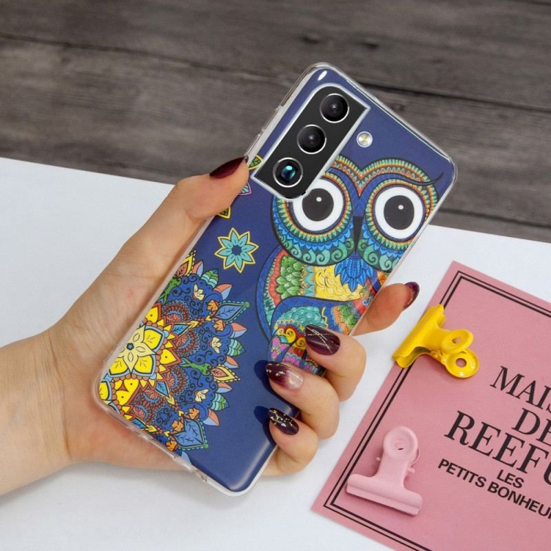 Coque Samsung Galaxy S22 5G Hibou Mandala Fluorescente