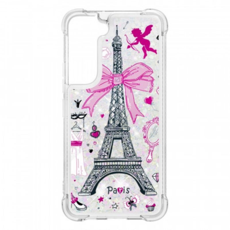 Coque Samsung Galaxy S22 5G La Tour Eiffel Paillettes